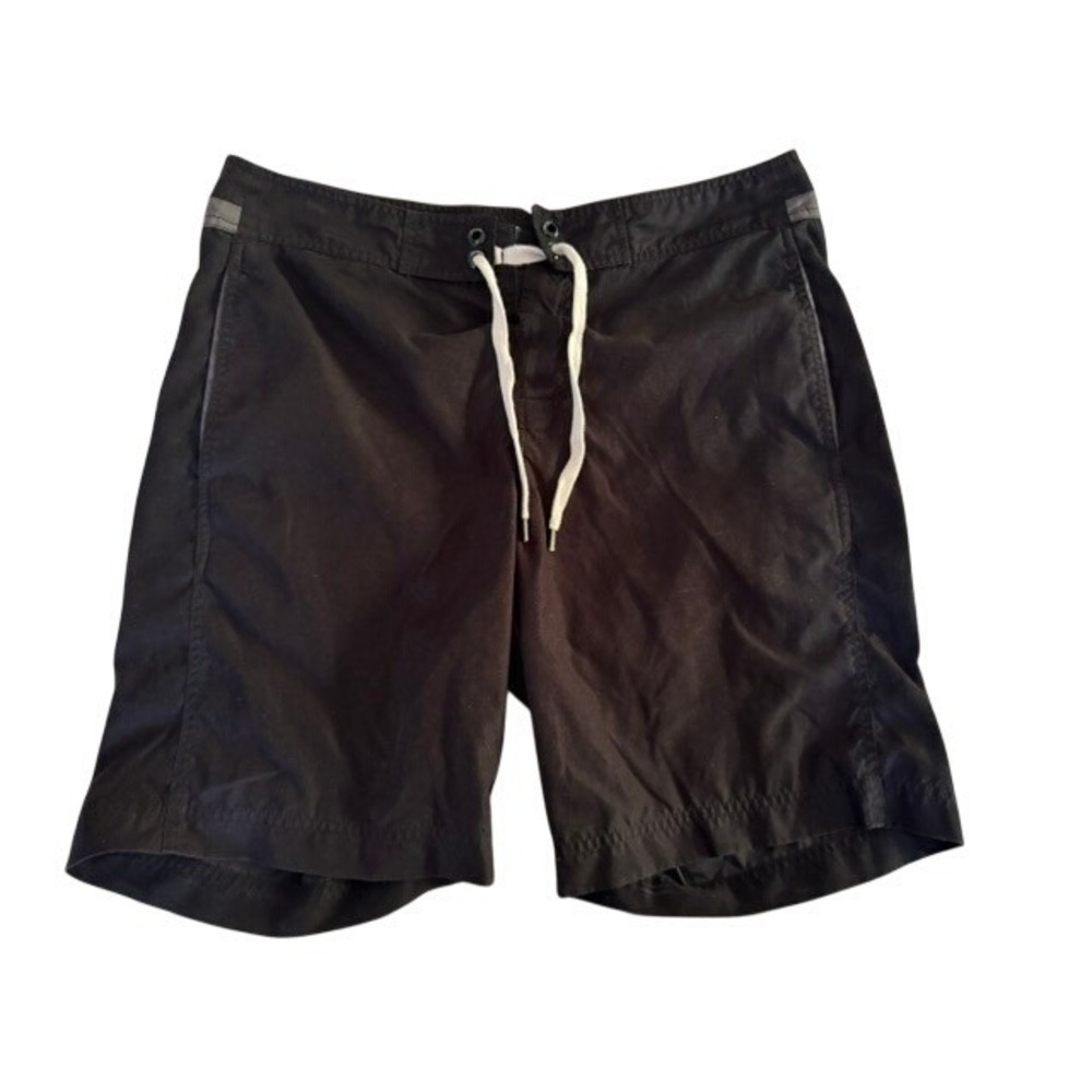 Theory Mens Black Board Shorts Swim Trunks Lace Up Drawstring Size Large